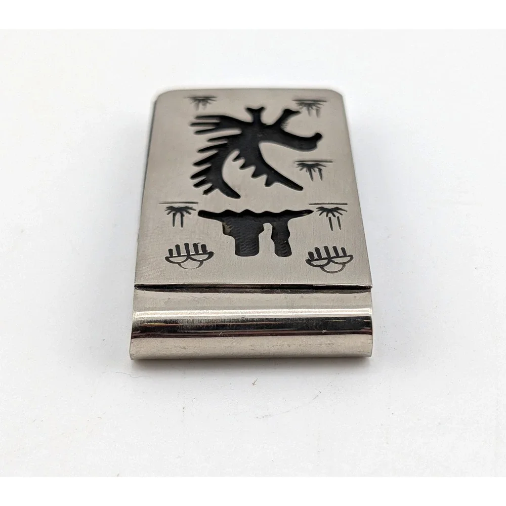 Handmade Sterling Silver Money Clip Genuine Native American Signed Bia Eagle ***